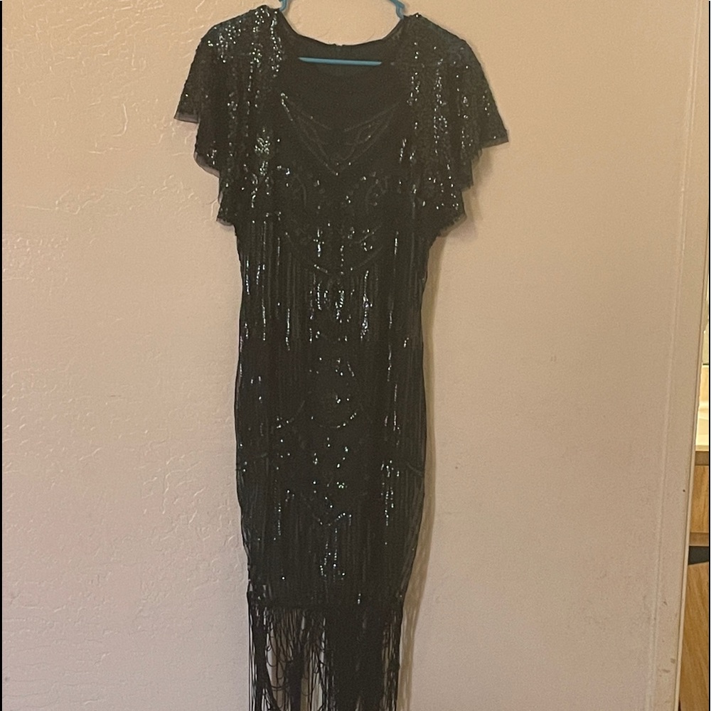 Large emerald green dress